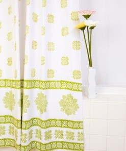 Green Geometric Gypsy Shower Curtain - Unique and Chic Bathroom Decor