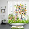 Green Grass Easter Rabbit Shower Curtain For Bathroom Accessories