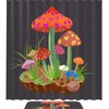 Green Grass Mushroom Printed Bathroom Tub Set With Waterproof Fabric Shower Curtain