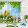 Green Grass Wild Flowers And Blue Sky Easter Eggs Shower Curtain 