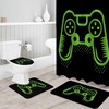Green Handle Gaming-Themed Video Game Art Shower Curtain - Playful Bathroom Decor
