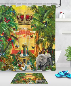 Green Jungle Leaf Polyester Curtain