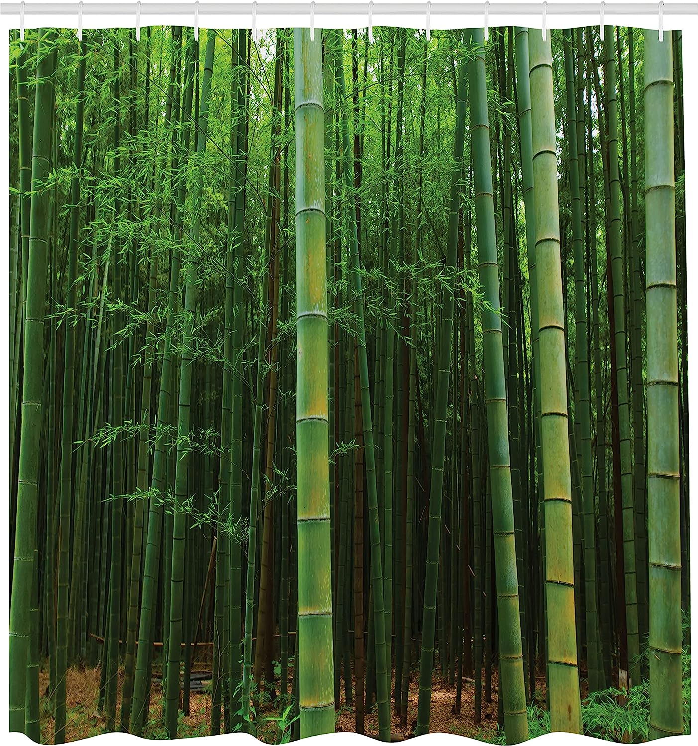 Green Jungle Vision Shower Curtain With Bamboo Print - Image 2