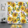 Green Leaf Beautiful Sunflower Vintage Shower Curtain for Bathroom Accessories 