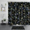 Green Leaf Blue Flower Black Botanical Shower Curtain For A Relaxing Bathroom