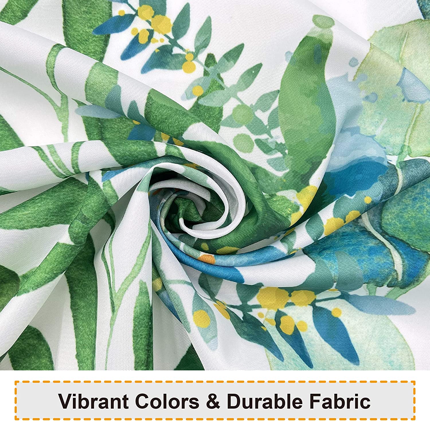 Green Leaf Botanical Watercolor Shower Curtain - Image 3
