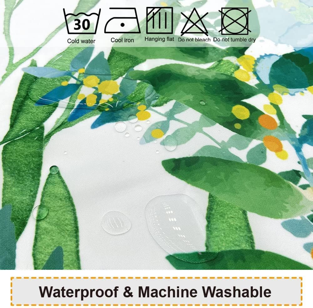 Green Leaf Botanical Watercolor Shower Curtain - Image 4