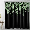 Green Leaf Green Eucalyptus Leaves On Black Background Watercolor Plant Bath Curtain Set Shower Curtain