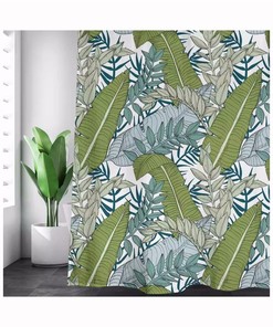 Green Leaf Shower Curtain Rustic Botanical Waterproof Bathroom Decor