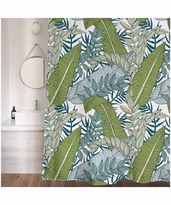 Green Leaf Shower Curtain Rustic Botanical Waterproof Bathroom Decor