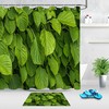 Green Leafs Water Drops Shower Curtain for a Fresh and Dewy Bathroom Decor