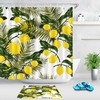 Green Leaves And Yellow Lemon Fabric Shower Curtain For Fruit Lovers