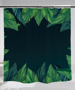 Green Leaves Boho Shower Curtain Botanical Bathroom Decoration With Adjustable Shower Curtains 