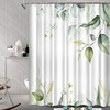 Green Leaves Botanical Themed Floral Shower Curtain for Bathroom Decor