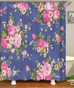 Green Leaves Floral Waterproof Custom Shower Curtain For Your Home