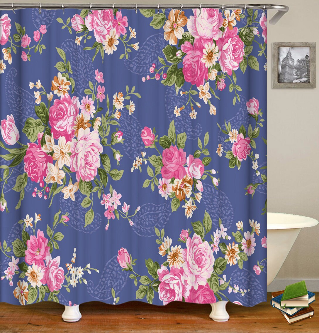 Green Leaves Floral Waterproof Custom Shower Curtain For Your Home