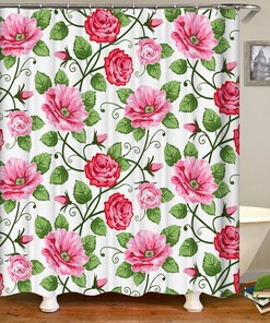 Green Leaves Floral Waterproof Custom Shower Curtain For Your Home