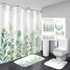 Green Leaves Print Shower Curtain For Nature Bathroom Decor