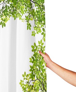 Green Leaves Shower Curtain with Decorative Plant Bath Curtain Fabric Bathroom Curtain 