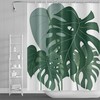 Green Leaves Shower Curtain with Tropical Plants on White Background, 72x72 - Luxury Shower Curtains