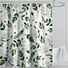 Green Leaves Watercolor Leaf Fabric Eucalyptus Shower Curtain For Natural Bathroom Decor