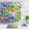 Green Leaves Watercolor Tropical Forest Frog Shower Curtain for Bathroom