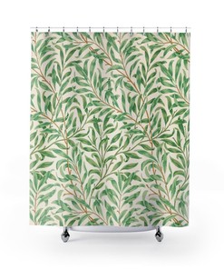 Green Leaves William Morris Shower Curtain - Nature Bathroom Decor
