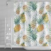 Green Leaves and Pink Flowers Pineapple Shower Curtain 