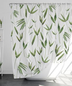 Green Life Leaves Shower Curtain - Waterproof Housewarming Bathroom Decor Gift