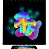 Green Light Mushroom Printed Bathroom Tub Set With Waterproof Fabric Shower Curtain