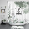 Green Marble Texture Shower Curtain With Botanical Floral Print - Perfect For A Modern And Chic Bathroom