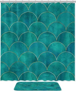 Green Mermaid Scales Waterproof Shower Curtain For Your Bathroom 
