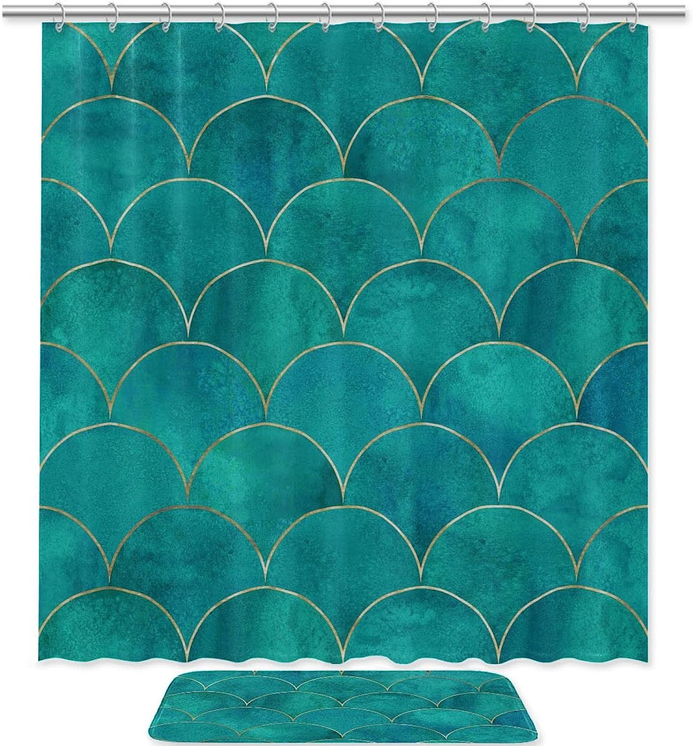 Green Mermaid Scales Waterproof Shower Curtain For Your Bathroom