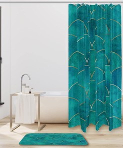 Green Mermaid Scales Waterproof Shower Curtain For Your Bathroom