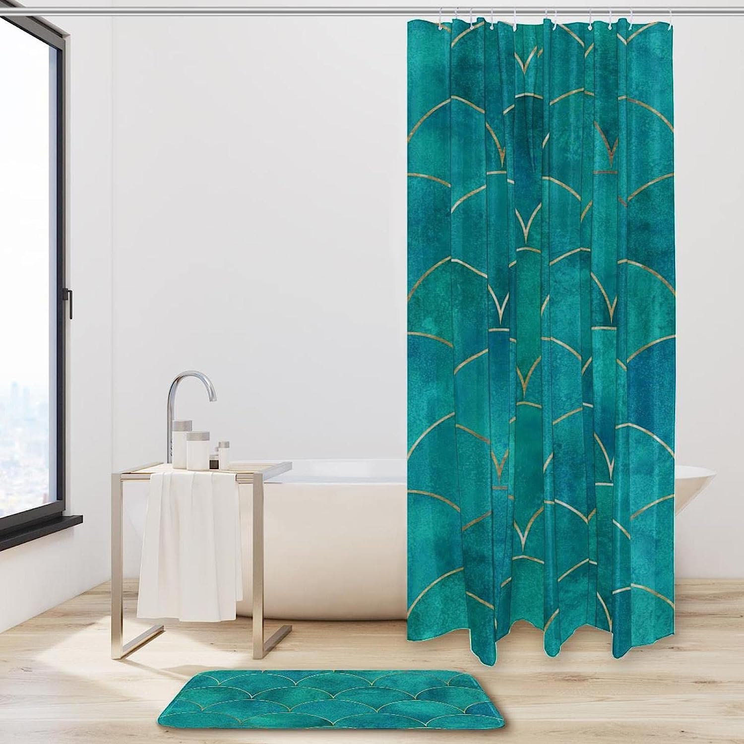 Green Mermaid Scales Waterproof Shower Curtain For Your Bathroom