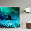 Green Mermaid Shower Curtain Fabric Waterproof Heavy Duty