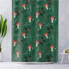 Green Mushroom Shower Curtain for Bathroom, Botanical Plant Leaves Theme 