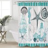 Green Ocean Texture Seashell Lighthouse Seahorse Shower Curtain, Beach Bathroom Decor