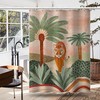 Green Orange Tiger And Plant Print Shower Curtain With Waterproof Fabric For Your Bathroom 