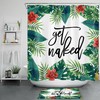 Green Palm Flower Blossom Shower Curtain with Unique Design, Vintage Bathroom Shower Curtains 