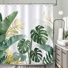 Green Palm Leaf Bonhause Tropical Shower Curtain, Botanical Plants Design, Waterproof Fabric For The Bathroom
