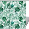 Green Palm Leaf Fabric Shower Curtain for Bathroom Decor