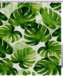 Green Palm Leaf Tropical Customized Shower Curtain for Bathroom Decor