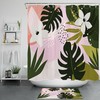 Green Palm Leaves And White Flowers Shower Curtain For A Tropical Bathroom
