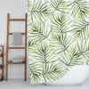 Green Palm Leaves Botanical Watercolor Boho Shower Curtain For Bohemian Bathroom Decor