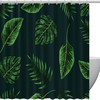 Green Palm Leaves Print Fabric Shower Curtain for Tropical Bathroom Decor