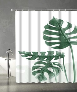 Green Palm Leaves Shower Curtain