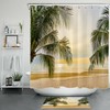 Green Palm Leaves: Tropical Shower Curtain for Sandy Beach Sunset Vibes