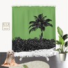 Green Palm Tree Designer Shower Curtain for Beachy Bathroom Decor