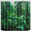 Green Palms Leaves Botanical Rainforest Shower Curtain - LB Tropical Jungle Forest Bath Decor